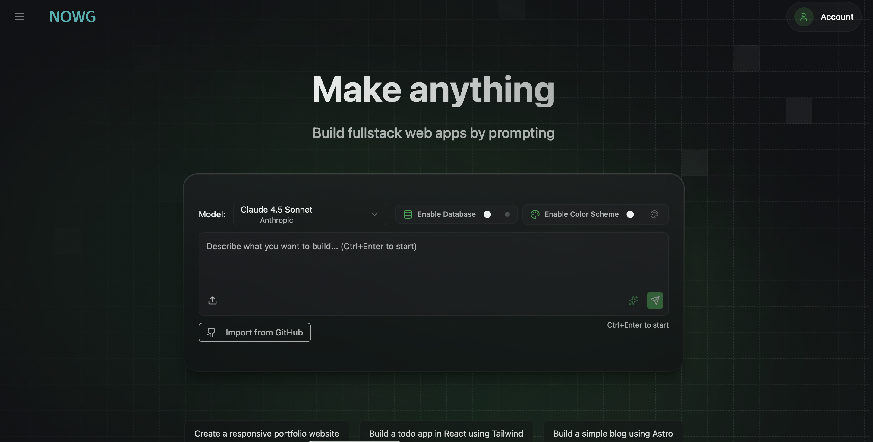 NOWG AI Platform - Build fullstack web apps by prompting